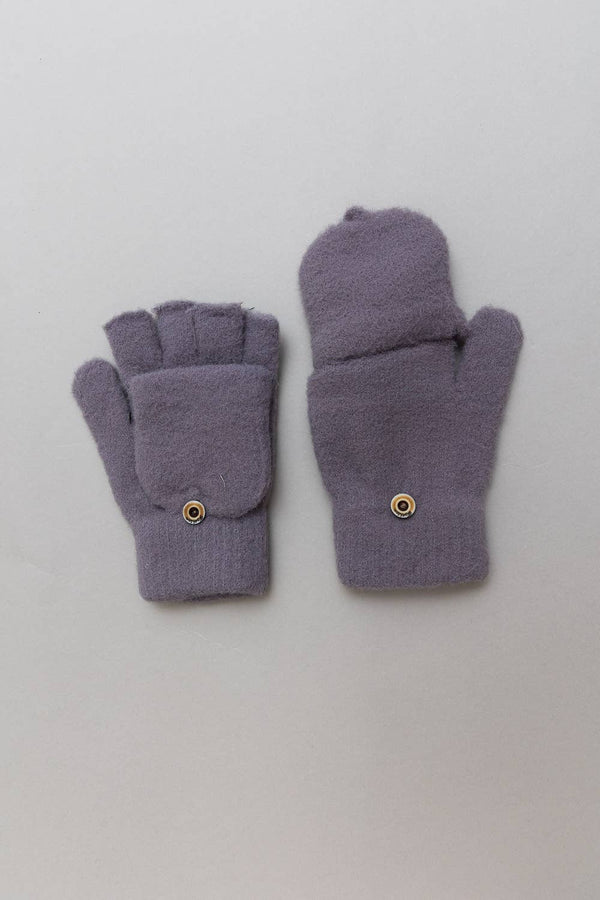 Knit Convertible Fingerless Gloves with Mitten Flap