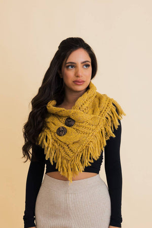 Leto Accessories - Heathered Shoulder Warmer With Coco Buttons: Lemon