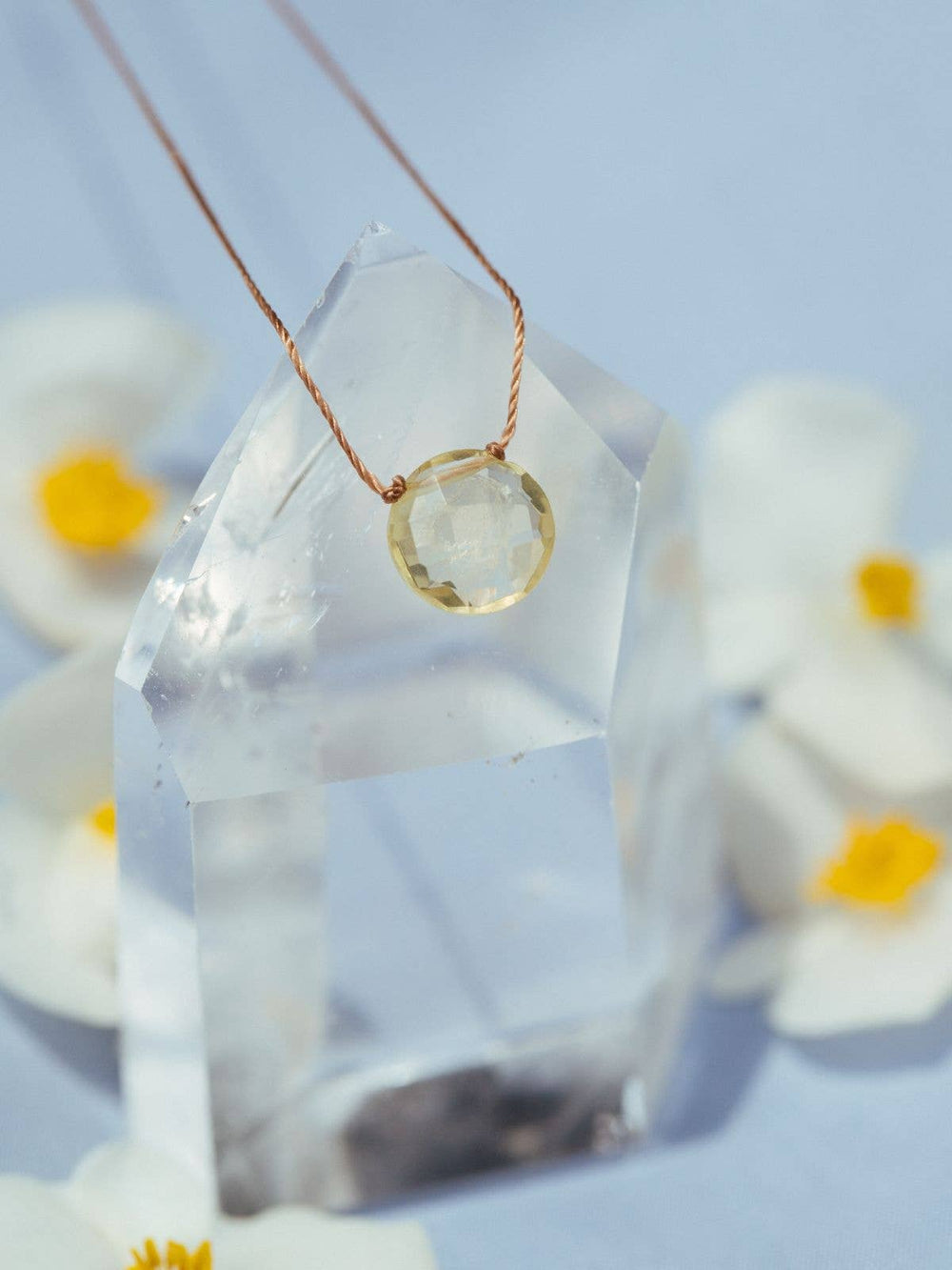 Lemon Quartz Beam Necklace for You Are Amazing
