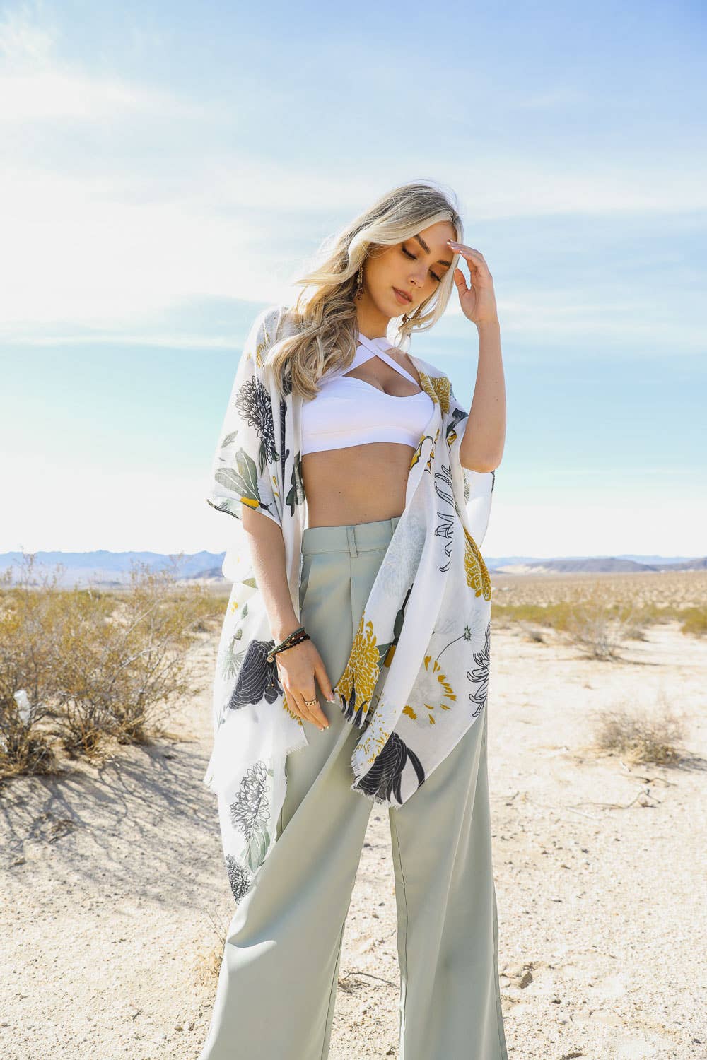 Floral Motif Combo Kimono Cardigan 🌸