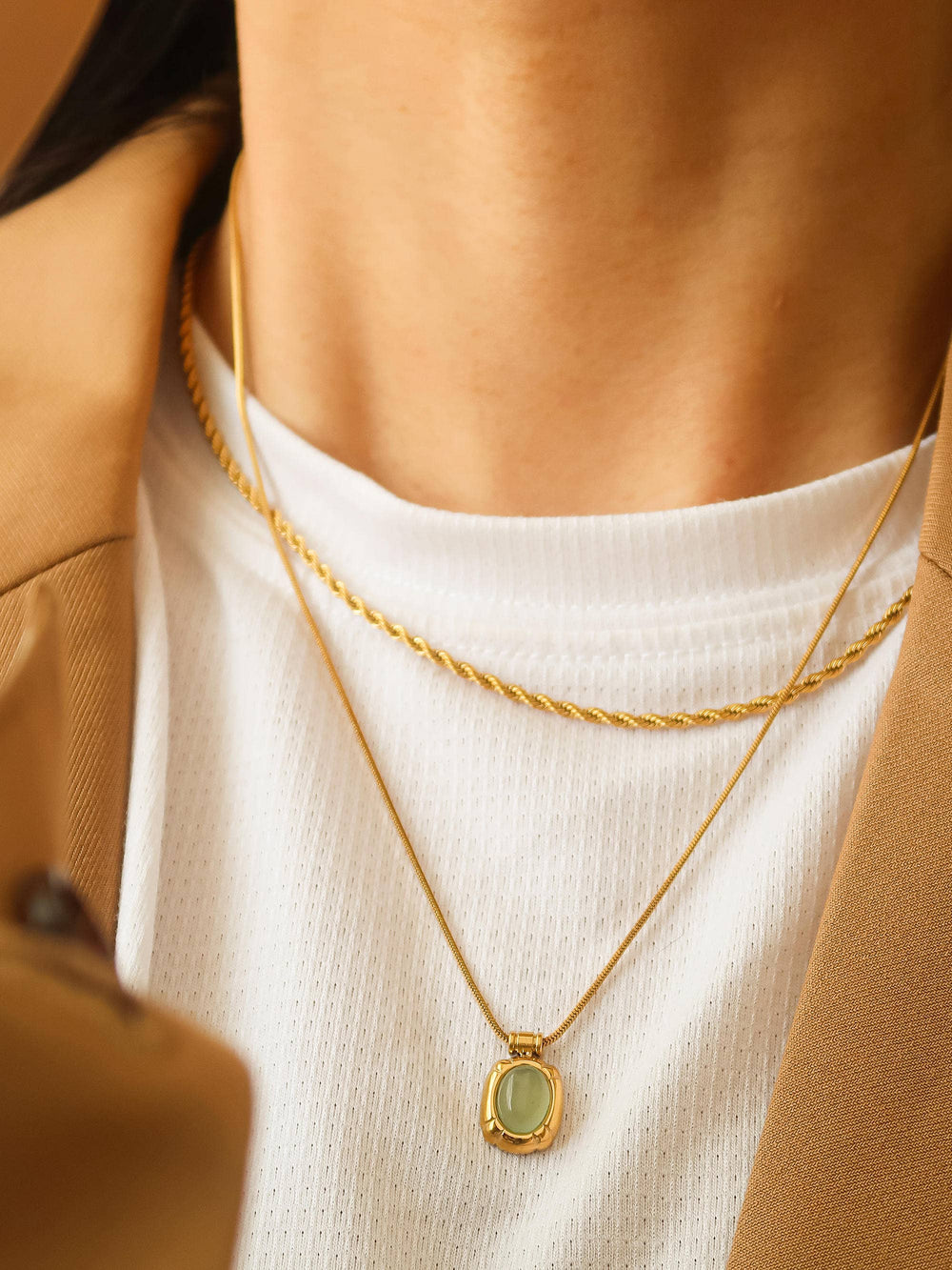 Dax Non-Tarnish Green Aventurine Necklace
