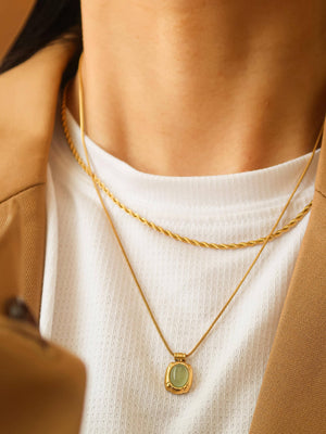 Dax Non-Tarnish Green Aventurine Necklace
