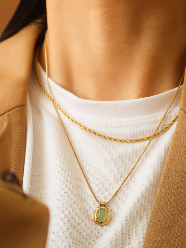 Dax Non-Tarnish Green Aventurine Necklace