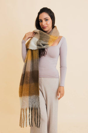 Green Oversized Fringe Scarf