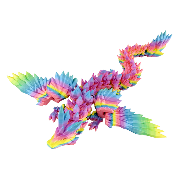 PowerTRC 3D Print - 3D Printed Articulated Crystal Dragon (Rainbow)
