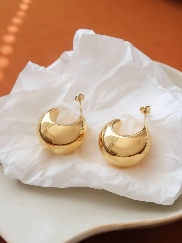 Camilley 18K Gold Non-Tarnish Puffy Dome Earrings