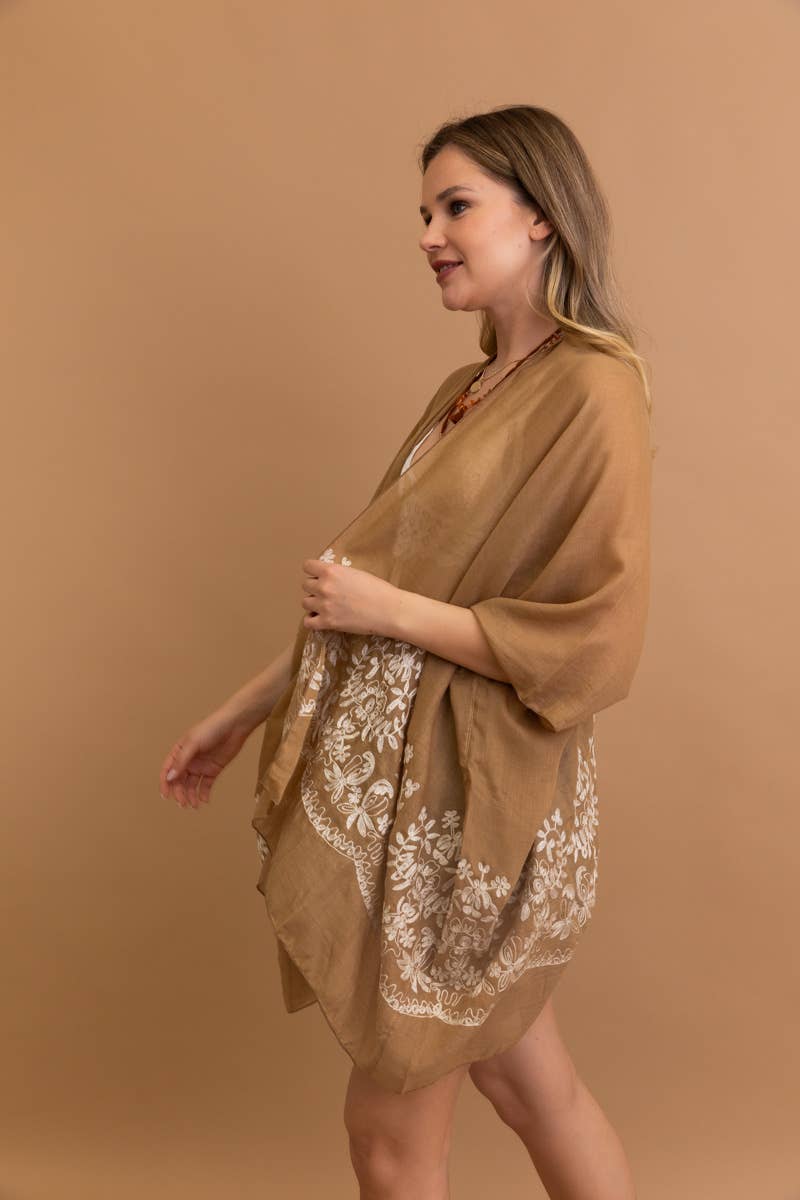 Boho Chic Floral Embroidered Kimono | Stitch Detail 🌼