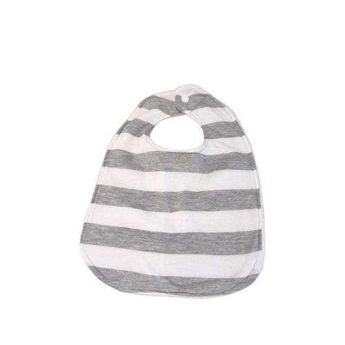 White with Grey Stripes Baby Bib