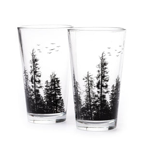 Black Lantern - Pine Tree Forest Pint Glasses
