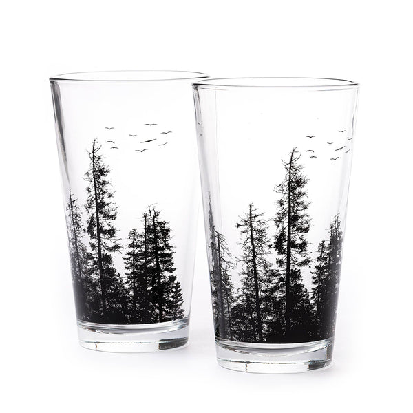 Black Lantern - Pine Tree Forest Pint Glasses
