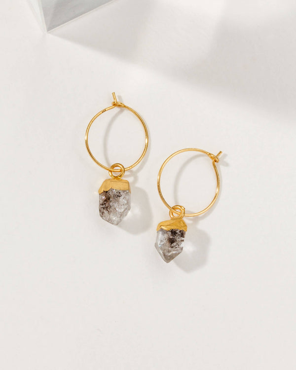 Herkimer (Diamond) Quartz Mini Hoops