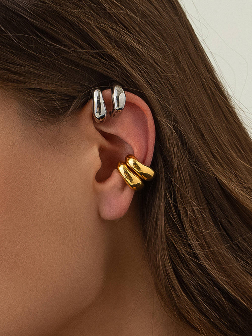 Bronte Silver Non-Tarnish Chunky C Ear Cuff