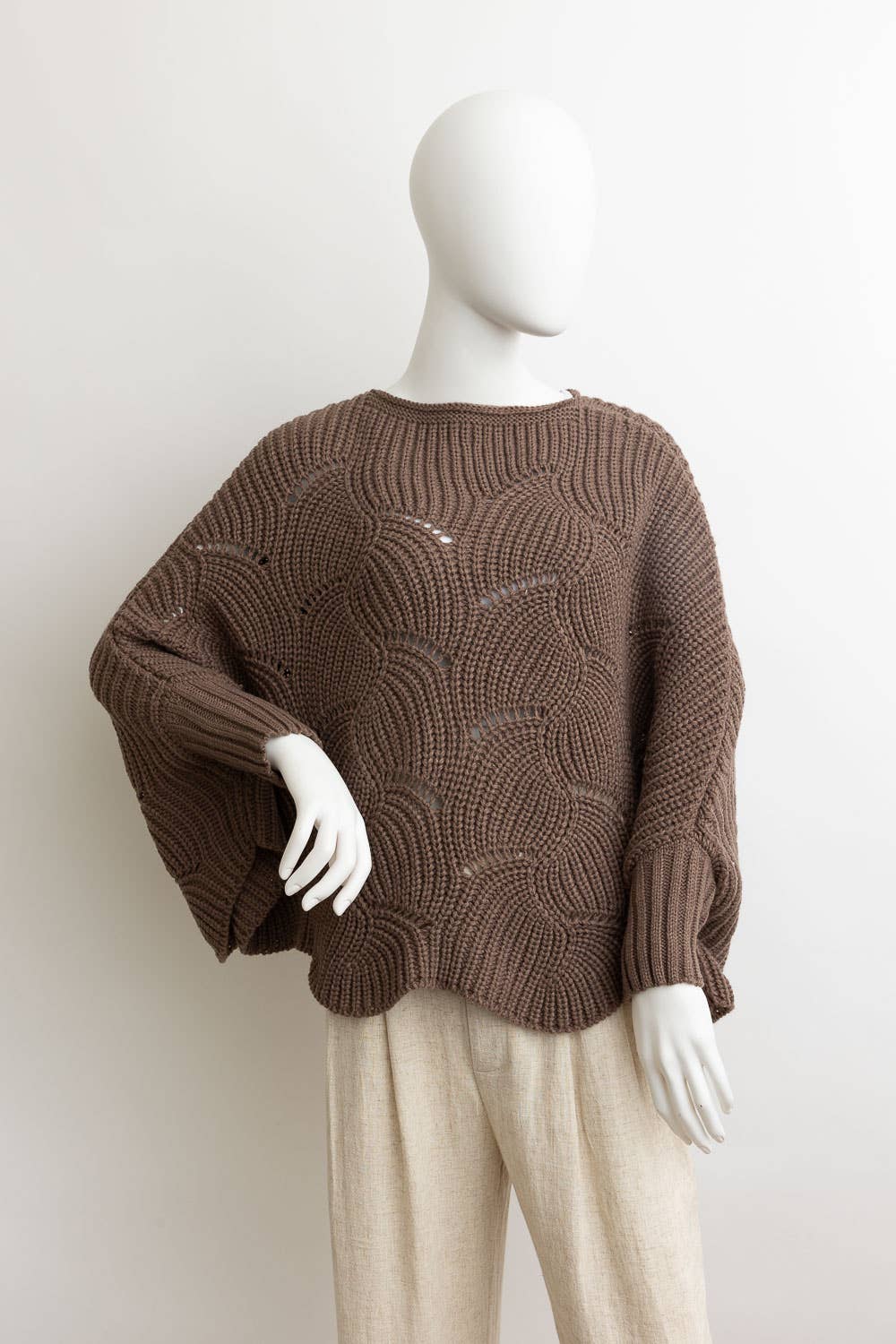 Mocha Knitted Poncho