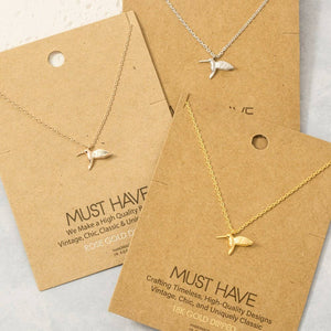 Fame Accessories - Gold Dipped Humming Bird Pendant Necklace