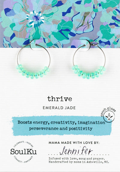 Thrive Emerald Jade Stainless Steel Hoops