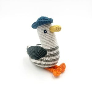 Pebble - Handcrafted Seagull Baby Rattle – Organic Cotton Toy