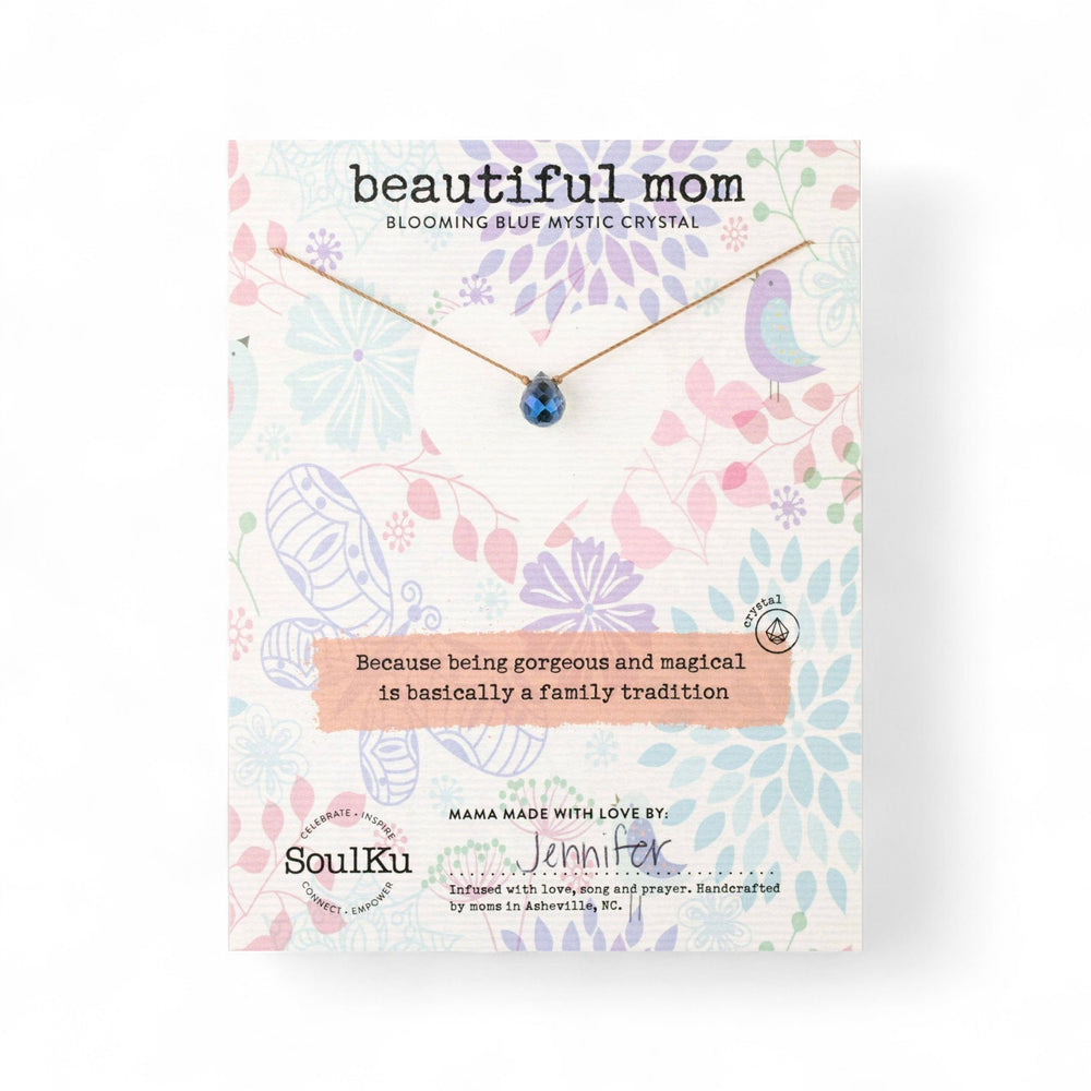 Beautiful Mom Blue Crystal Necklace