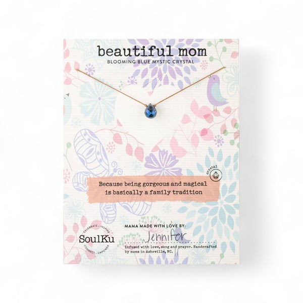 Beautiful Mom Blue Crystal Necklace