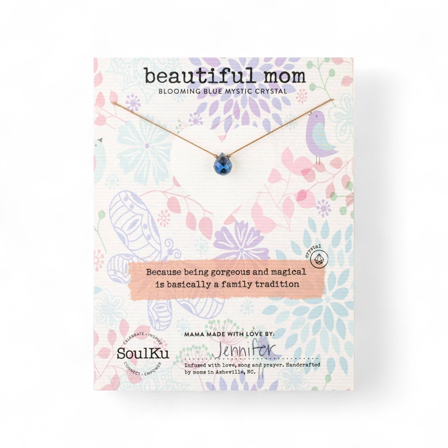 Beautiful Mom Blue Crystal Necklace