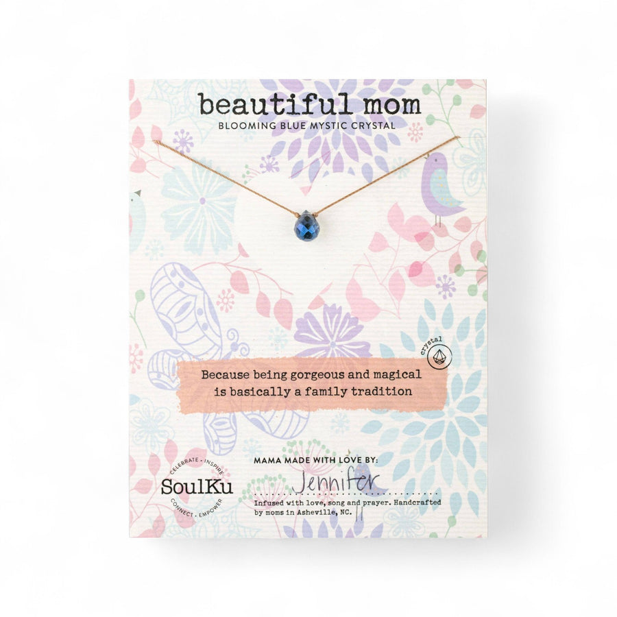 Beautiful Mom Blue Crystal Necklace
