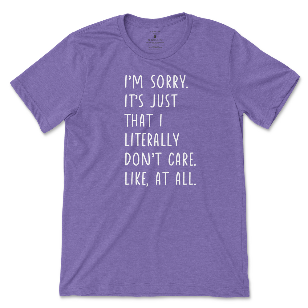 I'm Sorry Don't Care T-Shirt - Team Purple (White Print)