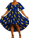 Nzuri Blue and Gold Ankara Dress