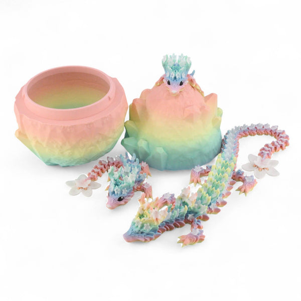 3D Printed Rainbow Blossom Dragon, 3D Printed Baby Dragon