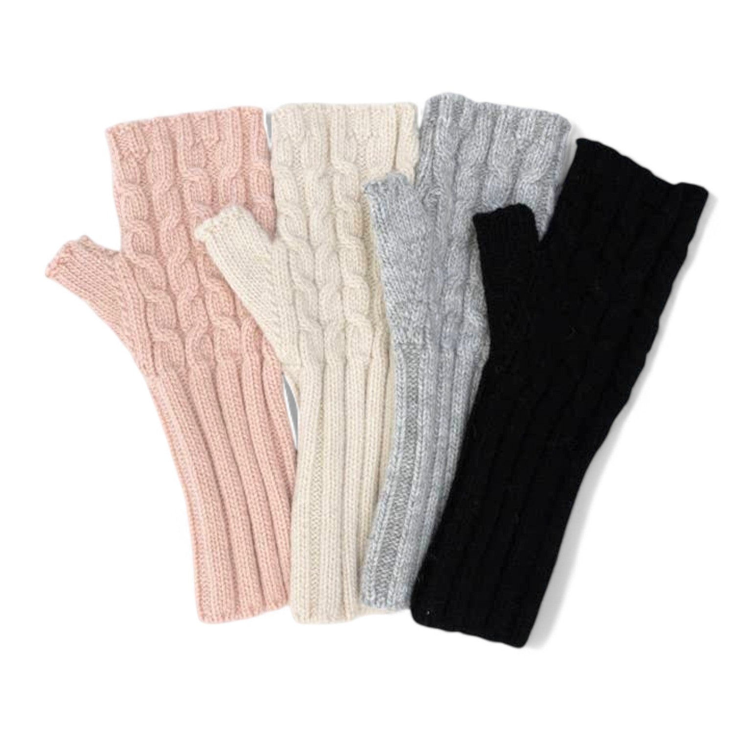 Black Winter Cable Knit Fingerless Gloves