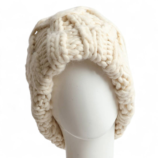 Cream Oversized Chunky Knit Beanie