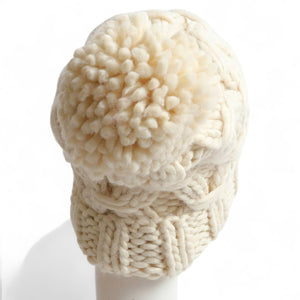 Cream Oversized Chunky Knit Beanie