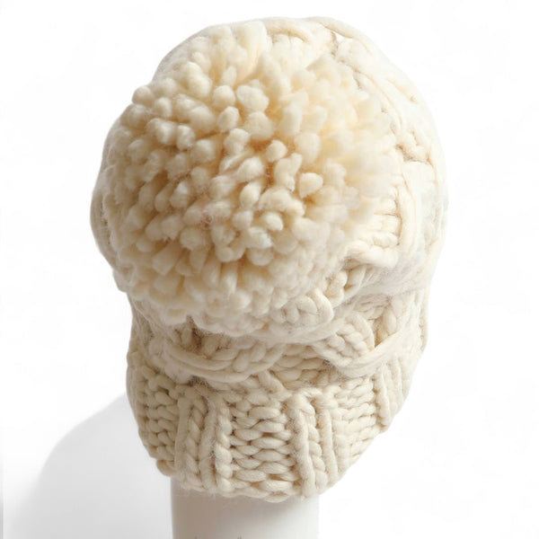 Cream Oversized Chunky Knit Beanie