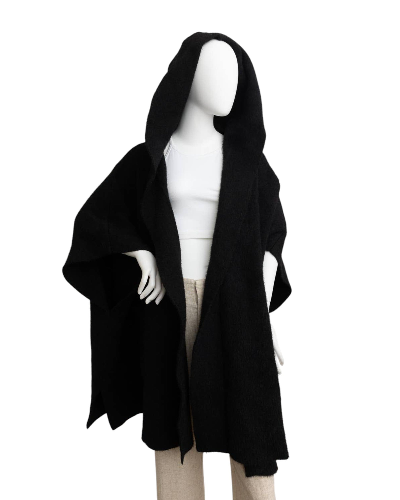 Black Hooded Ruana