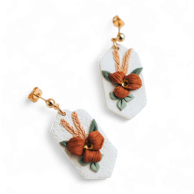 Boho Florals Gem Clay Earrings