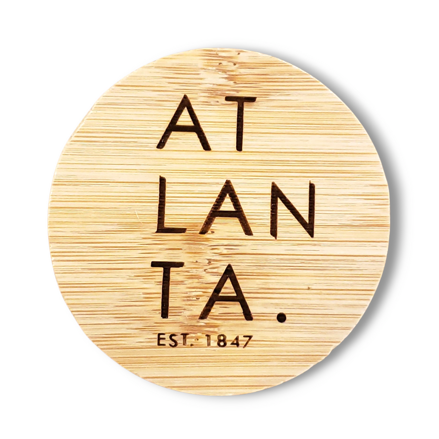 Round Magnetic Wood Engraved Bottle Opener - Atlanta EST. 1847