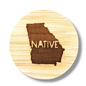 Round Magnetic Wood Engraved Bottle Opener - Georgia Native