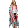 Fuchsia Bursting Flower Print Kimono