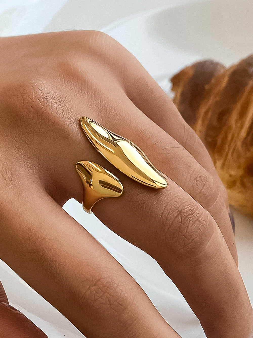 Danielle Gold Non-Tarnish Abstract Statement Ring - Size 7