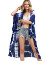 Deep Blue Tie Dye with Crochet Accent Kimono