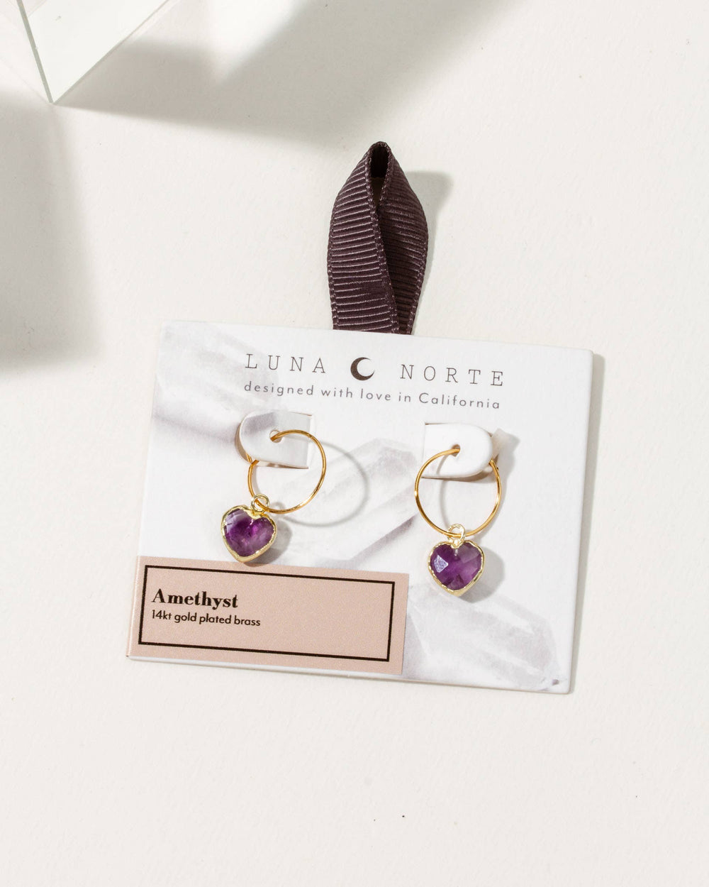 Amethyst Heart Mini Hoop Earrings