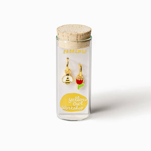 Yellow Owl Workshop - Honey Bee & Flower Hoop Earrings | Gold Cloisonné Hoops