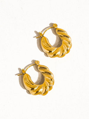 Kimberly Gold Non-Tarnish Braided Hoop Earring