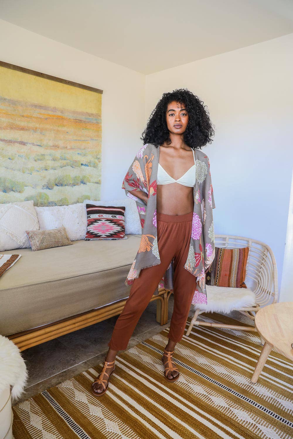 Floral Motif Combo Kimono Cardigan 🌸