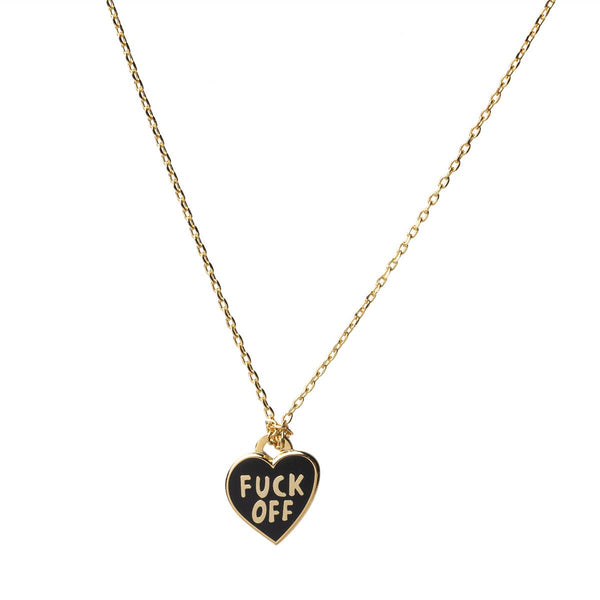 Yellow Owl Workshop - F*ck Off Heart Pendant Necklace | Gold Enamel Swear Word