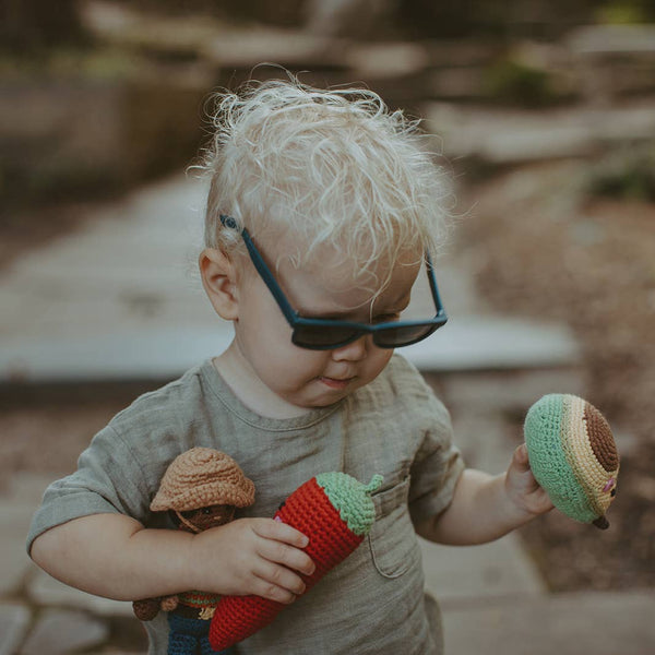 Pebble - Avocado Baby Rattle – Handmade Organic Cotton Sensory Toy