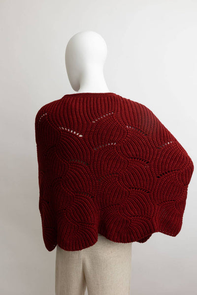 Crimson Knitted Poncho
