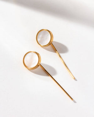 Luna Norte - Lagoon Luster Mother Of Pearl Post Threader Earrings