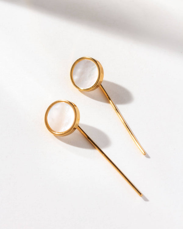 Luna Norte - Lagoon Luster Mother Of Pearl Post Threader Earrings