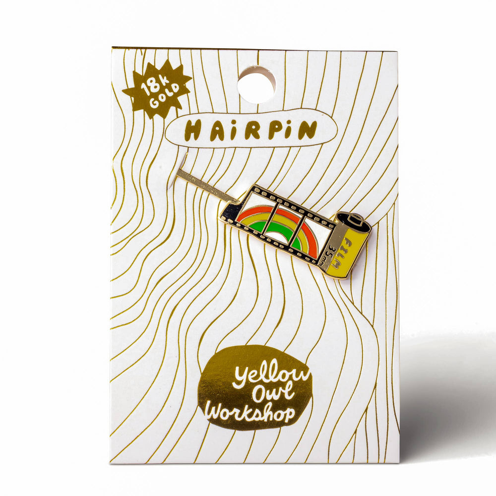 Yellow Owl Workshop - Rainbow 35mm Film Hairpin | Photographer Gold Hair Accessory