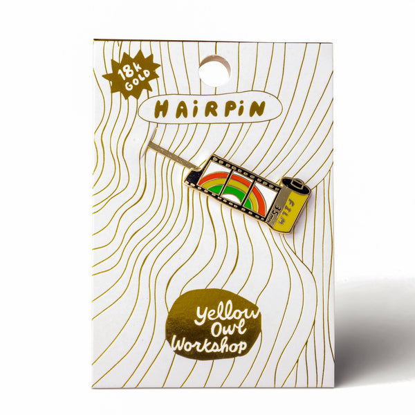 Yellow Owl Workshop - Rainbow 35mm Film Hairpin | Photographer Gold Hair Accessory