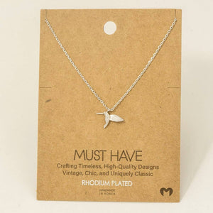 Fame Accessories - Gold Dipped Humming Bird Pendant Necklace